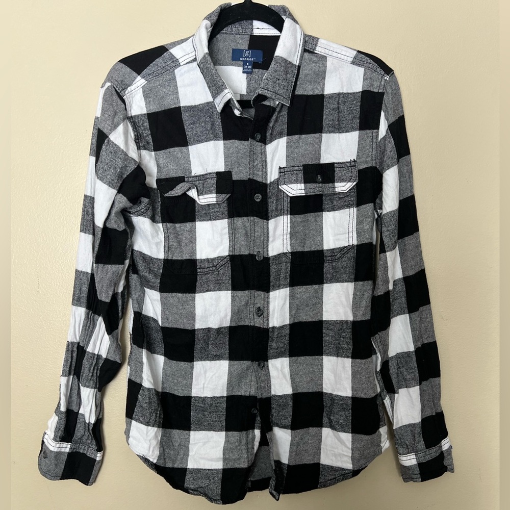 George Monochrome Checkered Flannel Button Up Shirt